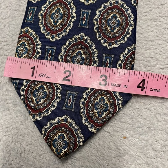 Pierre Balmain Neck Tie‎ Silk Paisley Geometric Blue Parisian Italy X Long 62" - Picture 4 of 5